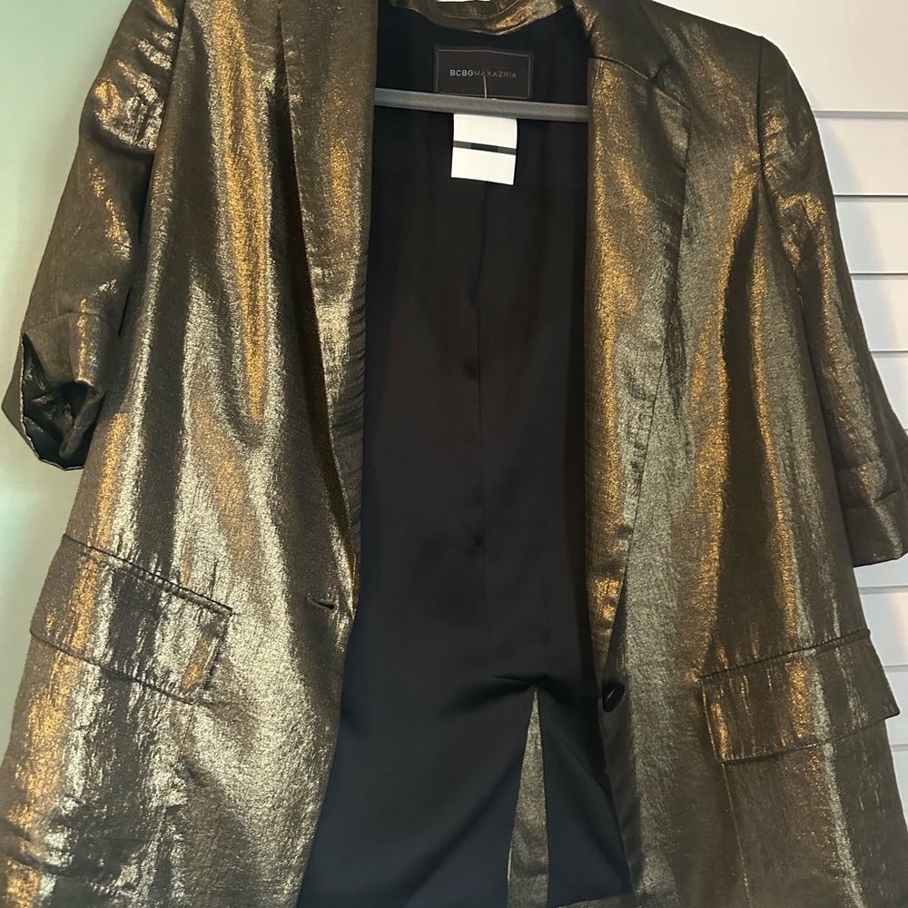 BCBG MaxAzria Women's Gold Blazer Jacket
